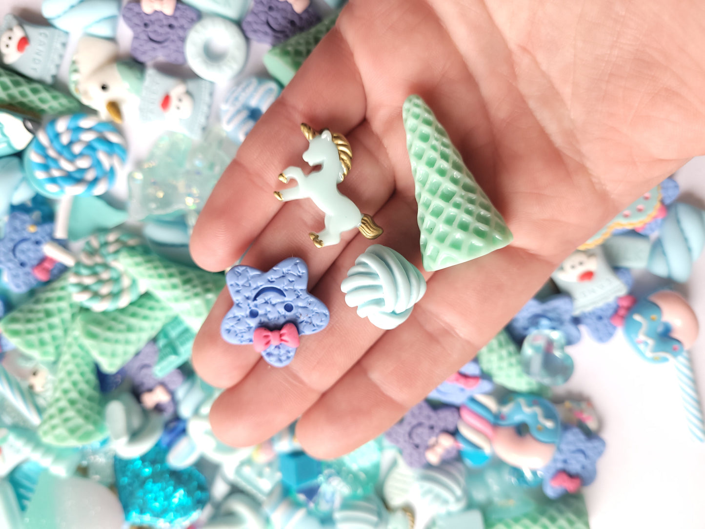 Blue Cabochon Mix - Jewellery Making - Decoden Embellishment Crafts
