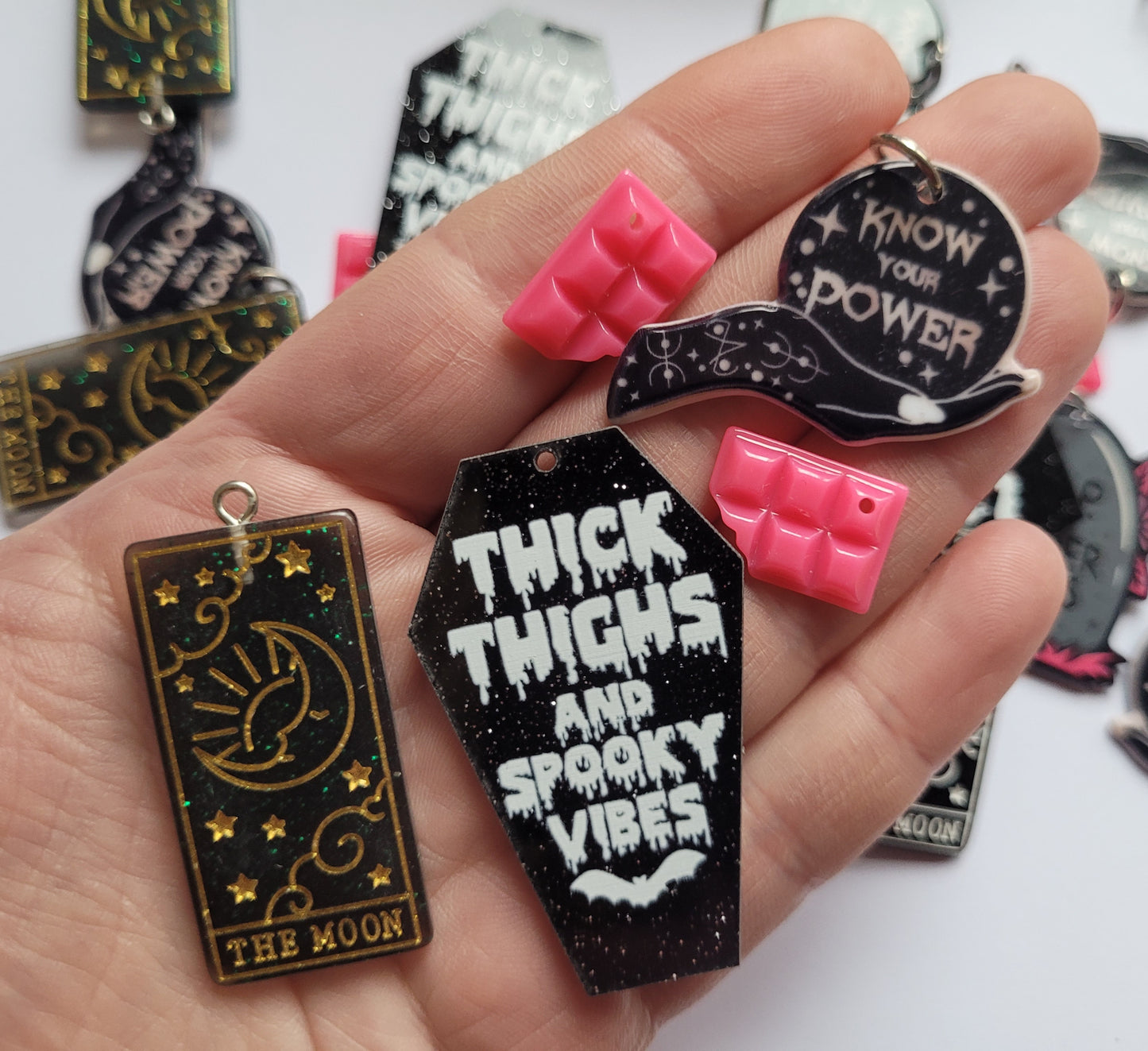 Beautiful nightmare pink halloween set - decoden craft supplies - kawaii cabochons