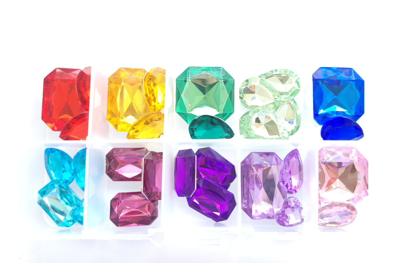 Rainbow Jewel cabochon craft pack in storage box