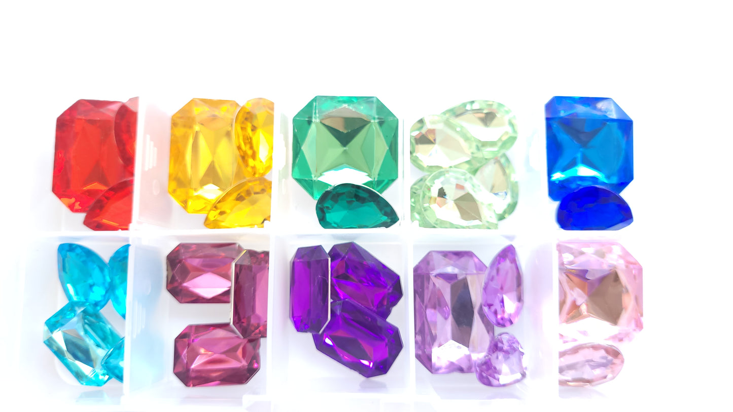Rainbow Jewel cabochon craft pack in storage box