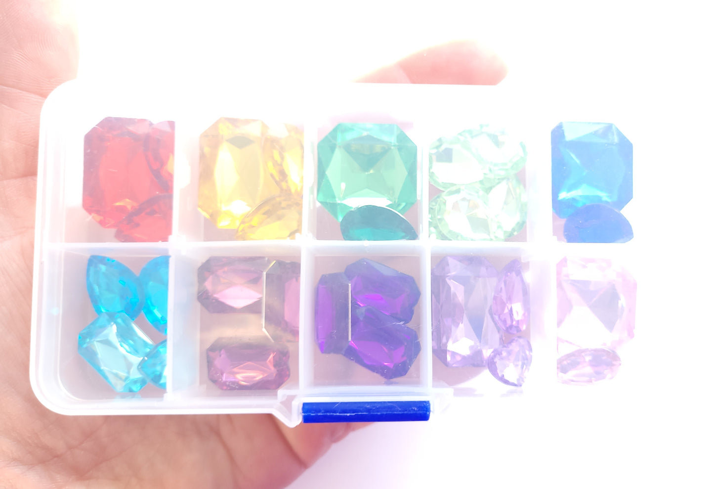 Rainbow Jewel cabochon craft pack in storage box