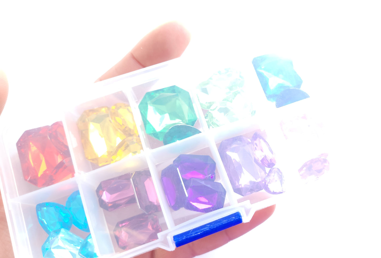Rainbow Jewel cabochon craft pack in storage box