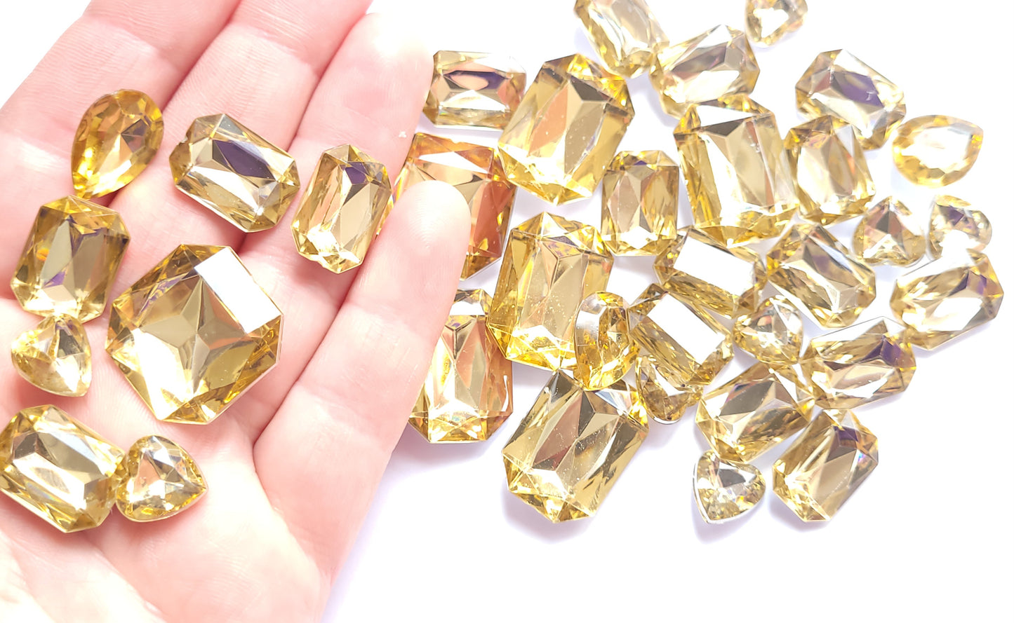 Light Gold Faceted Bling Cabochons