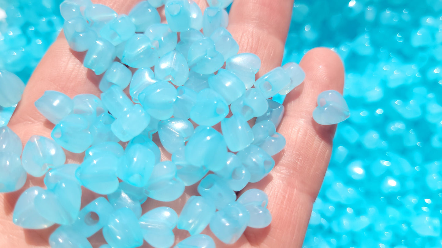 Mini Heart Beads with Large Hole - BLUE