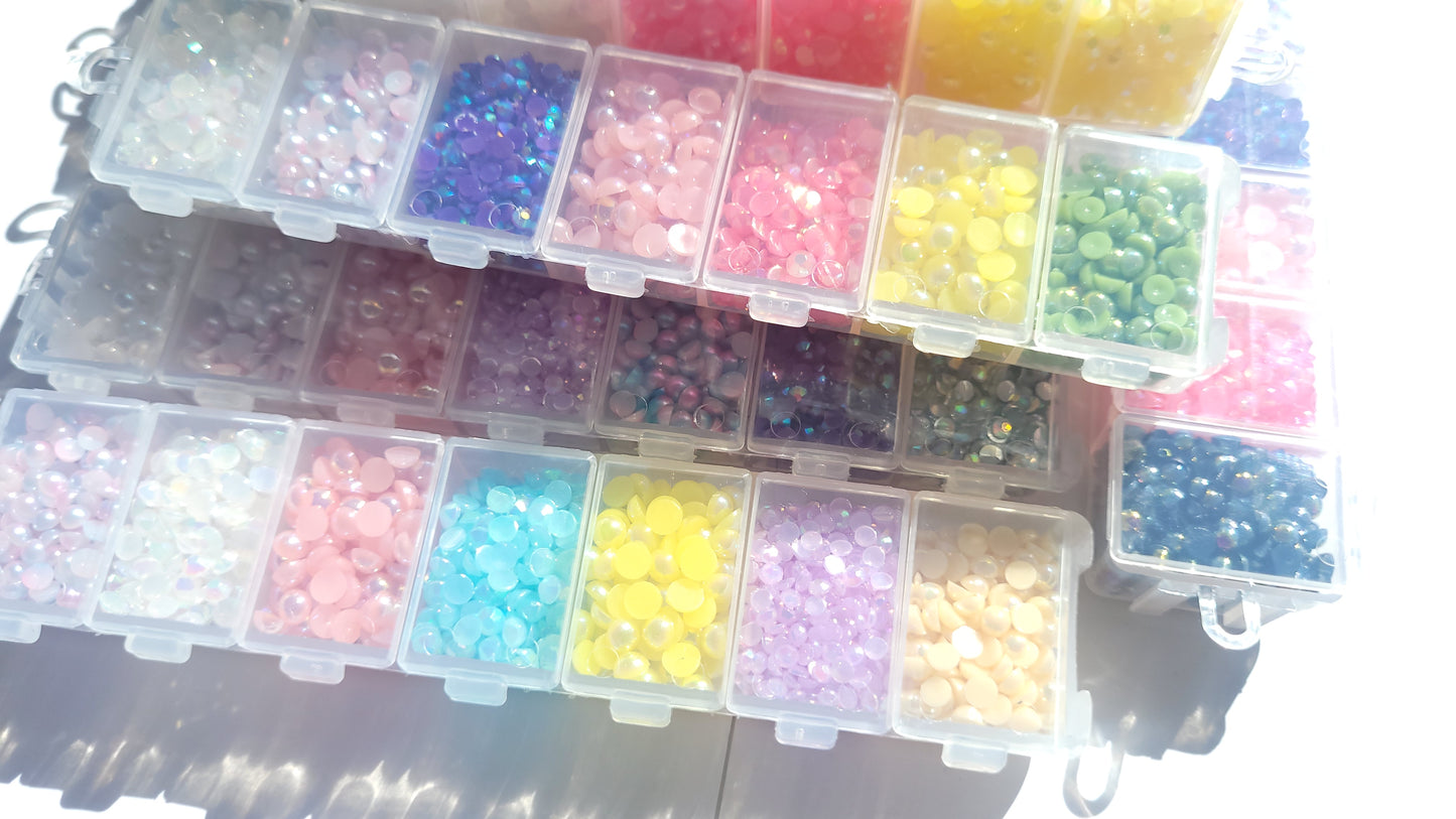 Diamante Rhinestone Bling Cabochon Kit - Half Pearl cabochon Kit - Worth over £16