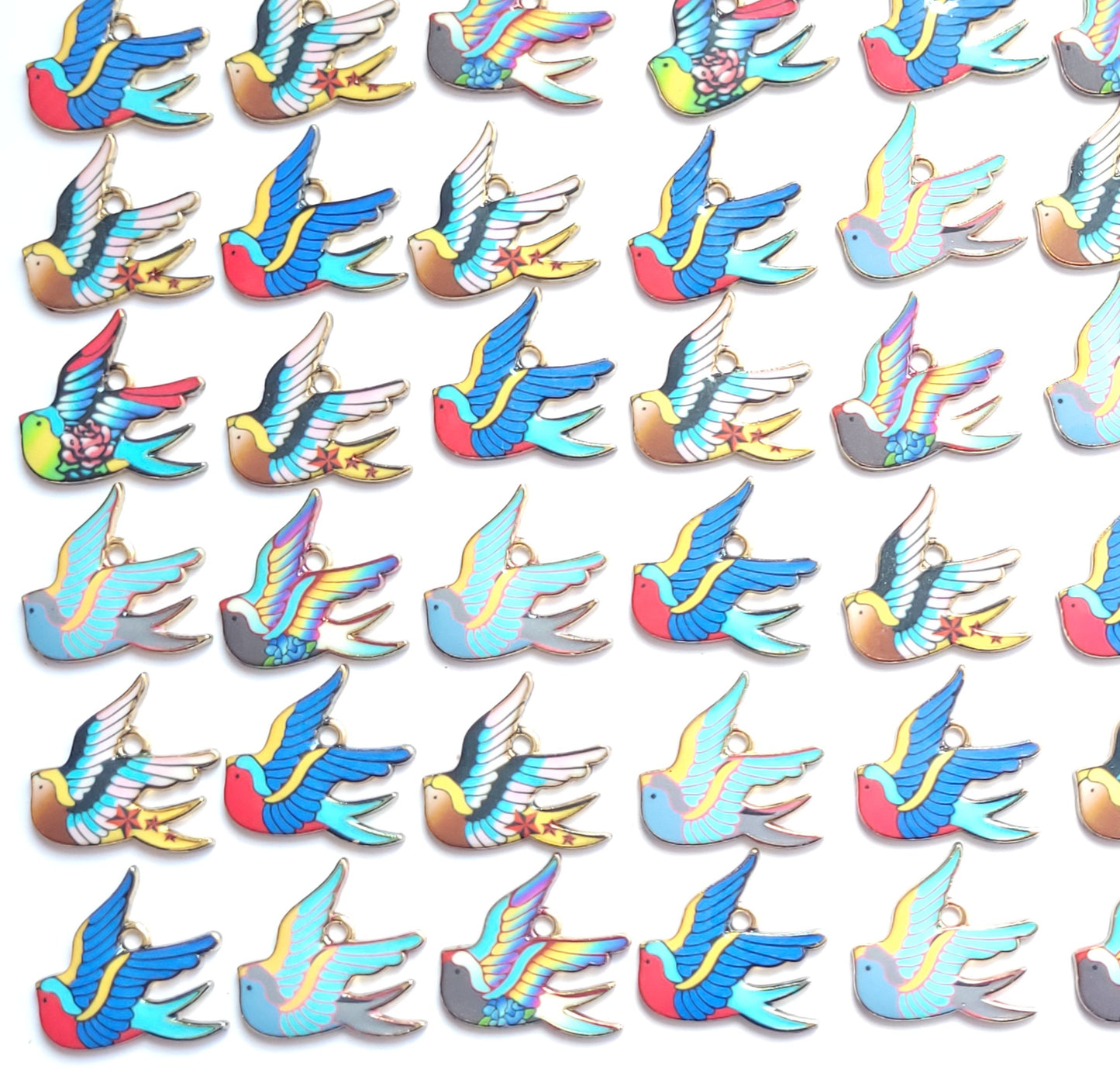 Enamel Charms - Swallow Charms - Bird charms - Choose Amount