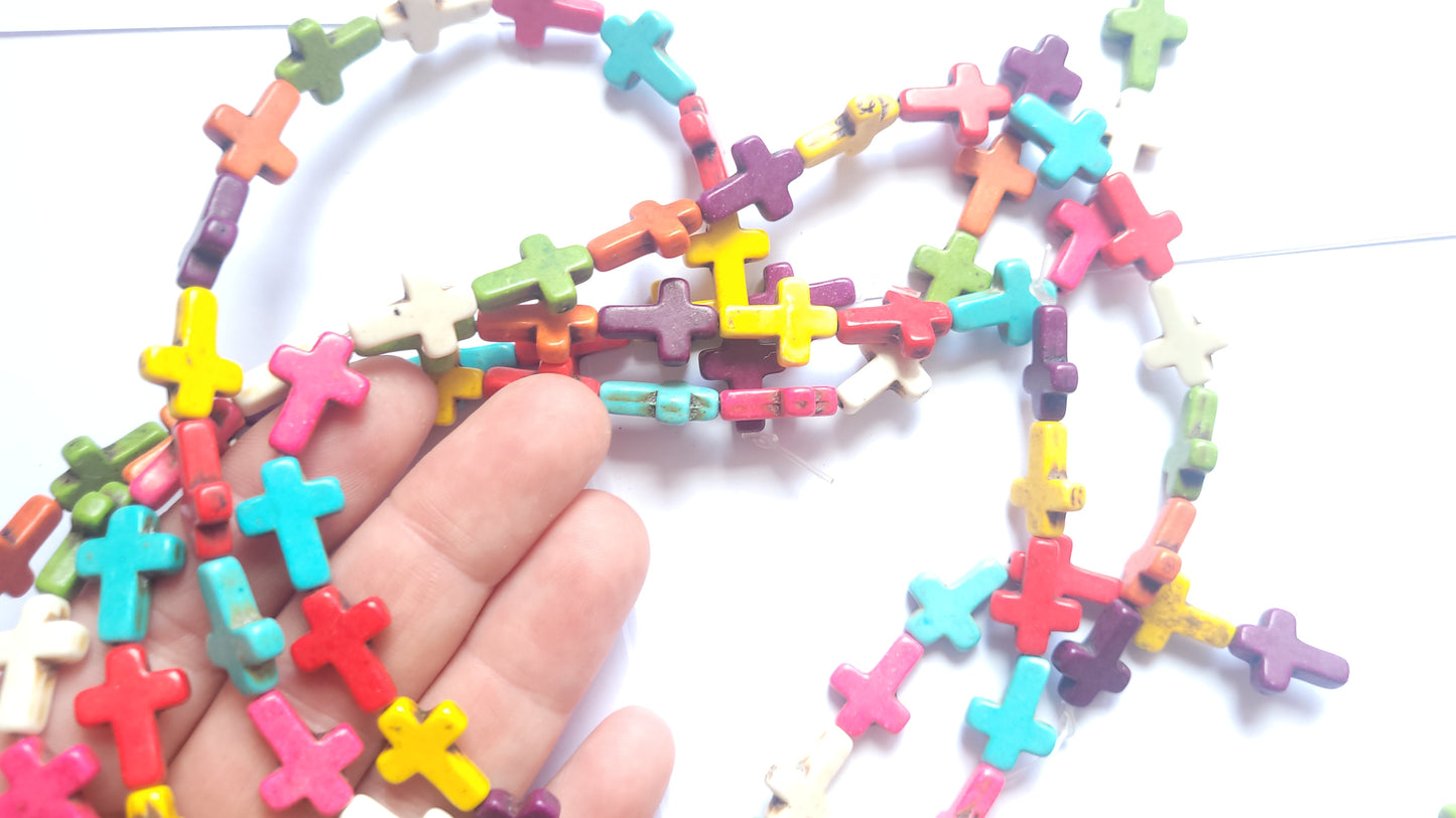 2 Strands of howlite gemstone cross beads