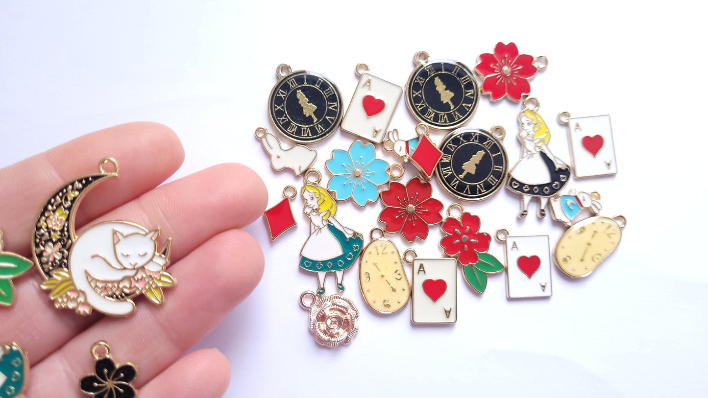 Enamel Charms - Alice Charm Set - Choose amount