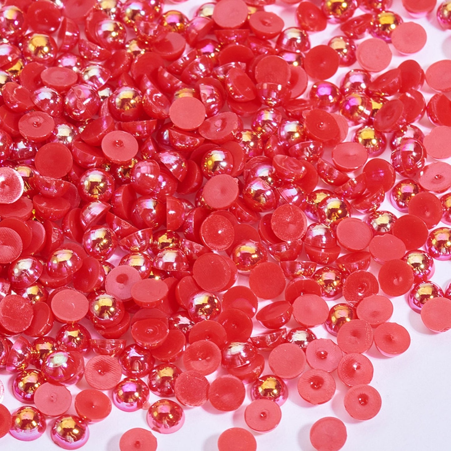 200/500pcs 4mm Red AB Half Pearl cabochons,