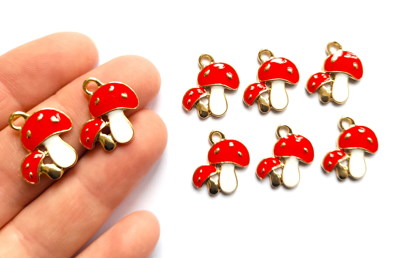5/10pcs Mushroom charms , toadstool charm , kawaii enamel charm , decoden craft supplies