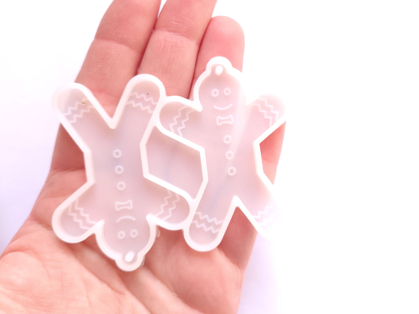 Gingerbread man mold , decoration mold, double charm flexible mold - for UV epoxy resin and more