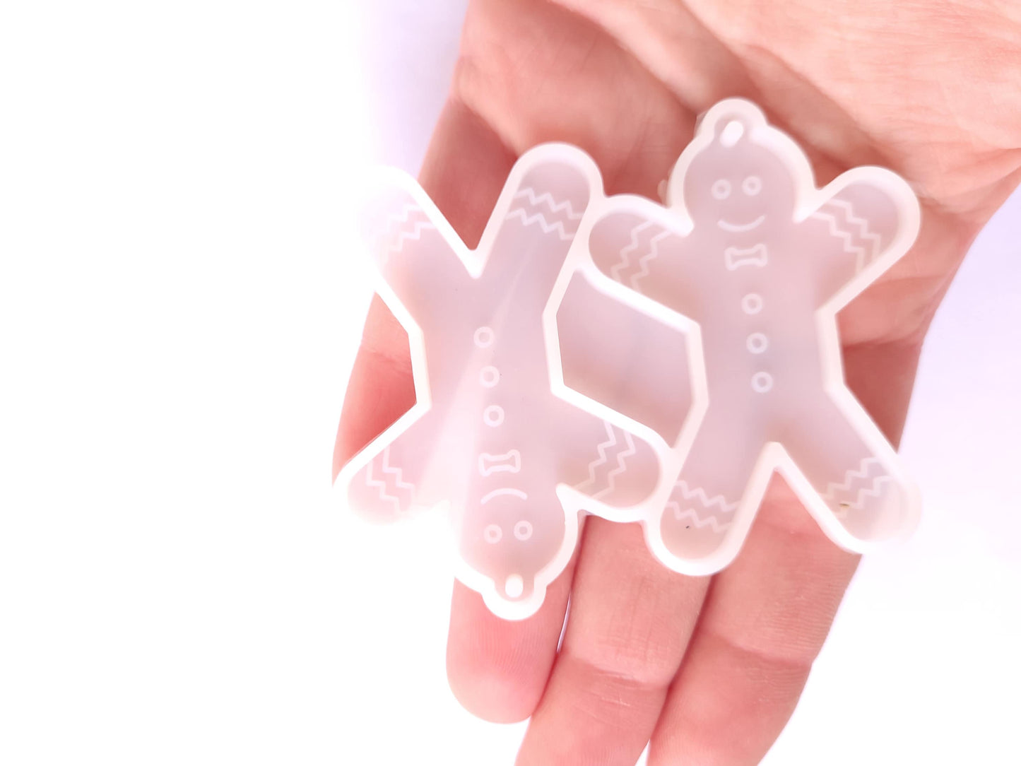 Gingerbread man mold , decoration mold, double charm flexible mold - for UV epoxy resin and more