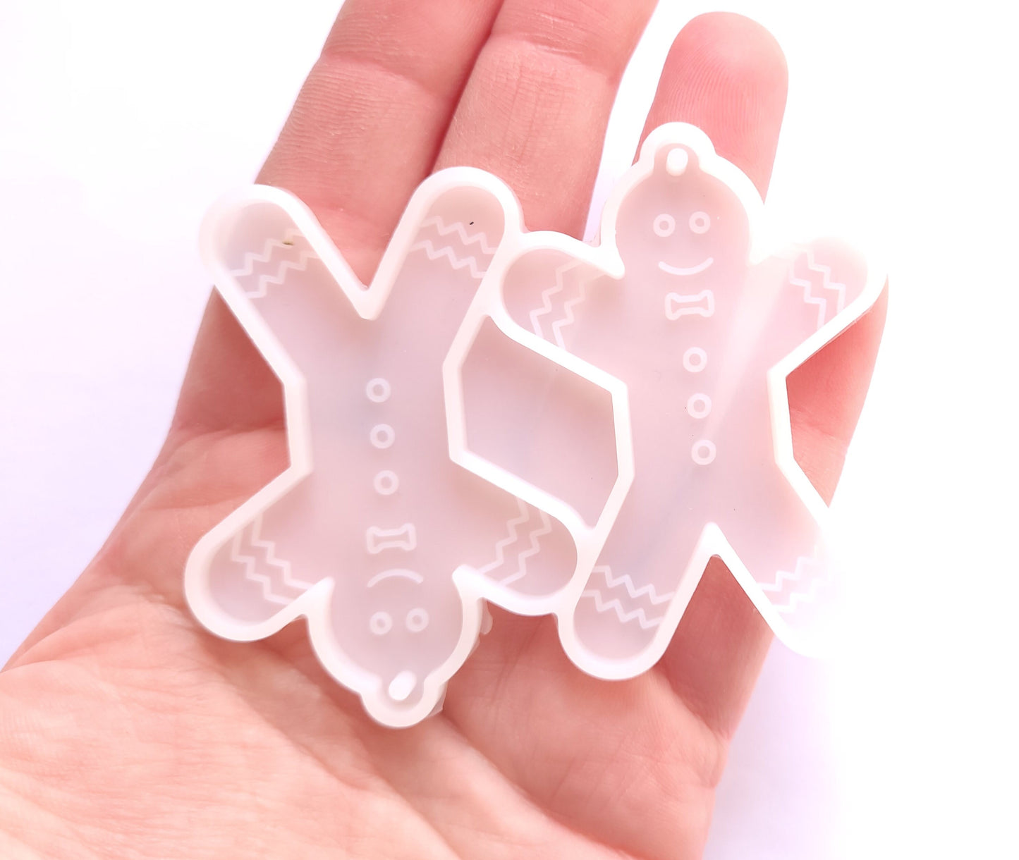 Gingerbread man mold , decoration mold, double charm flexible mold - for UV epoxy resin and more