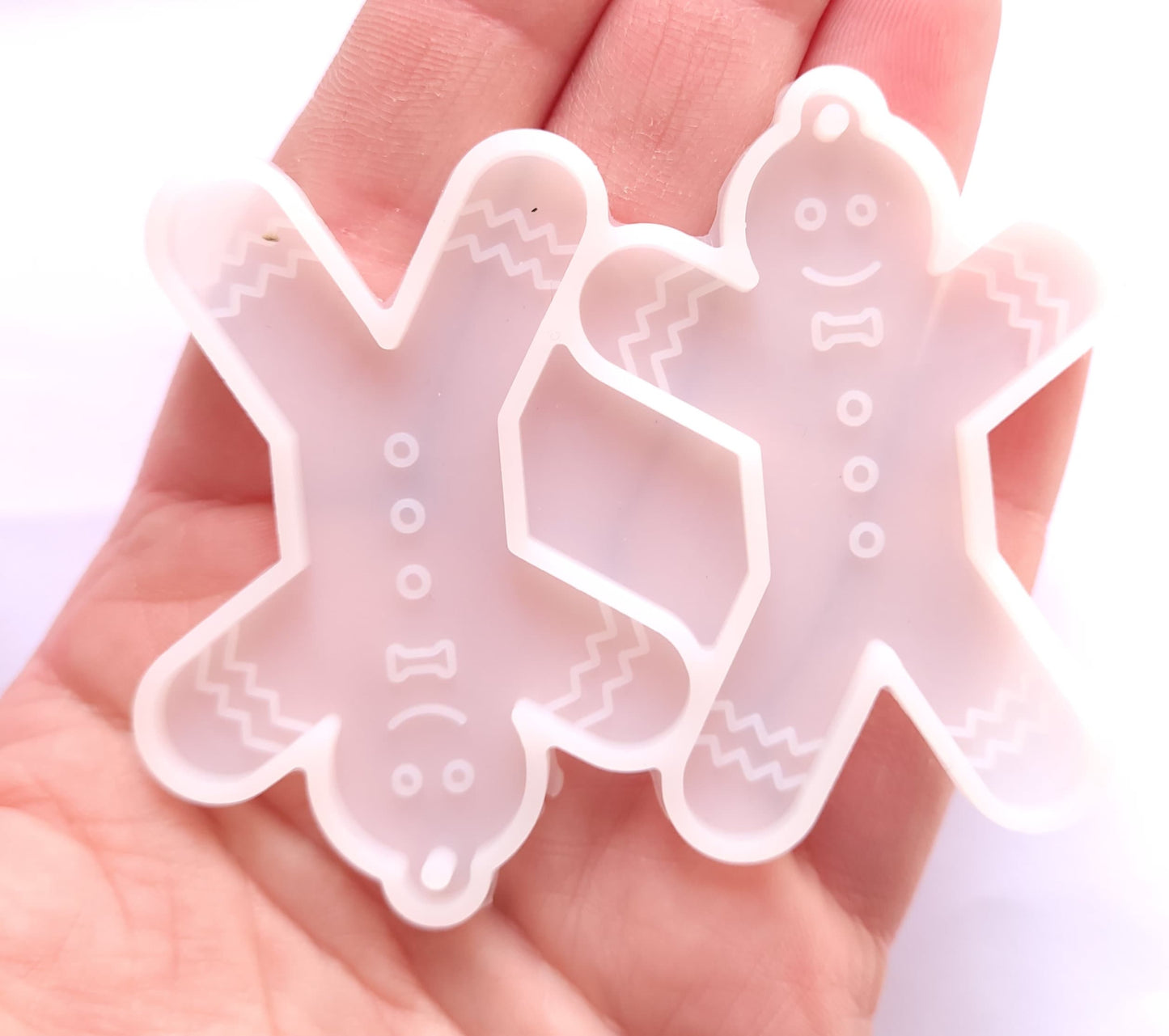 Gingerbread man mold , decoration mold, double charm flexible mold - for UV epoxy resin and more