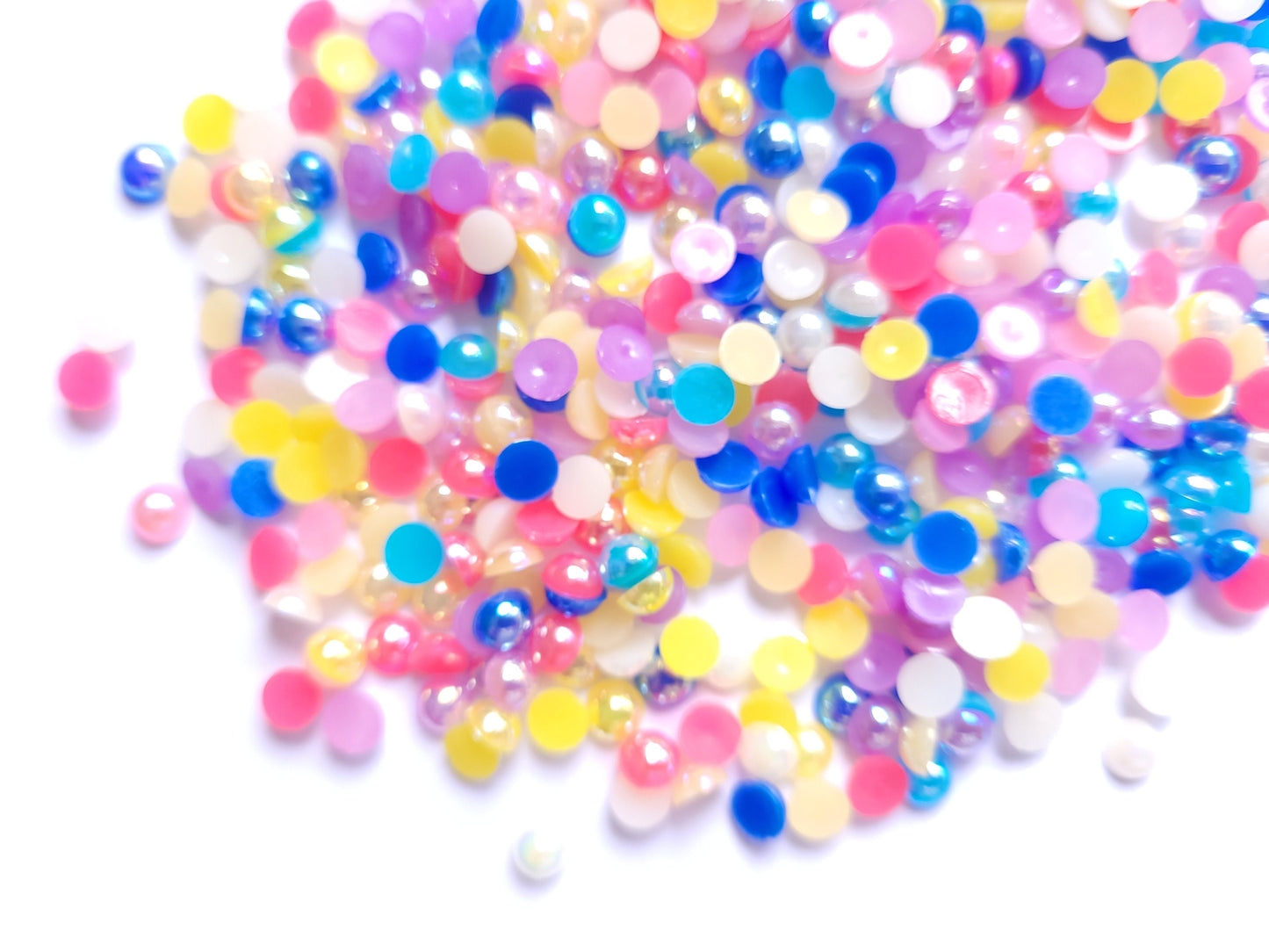 200/500/1000 pcs 5mm Half Pearl - tutti frutti mix - iridescent high shine AB rainbow coated domed pearls