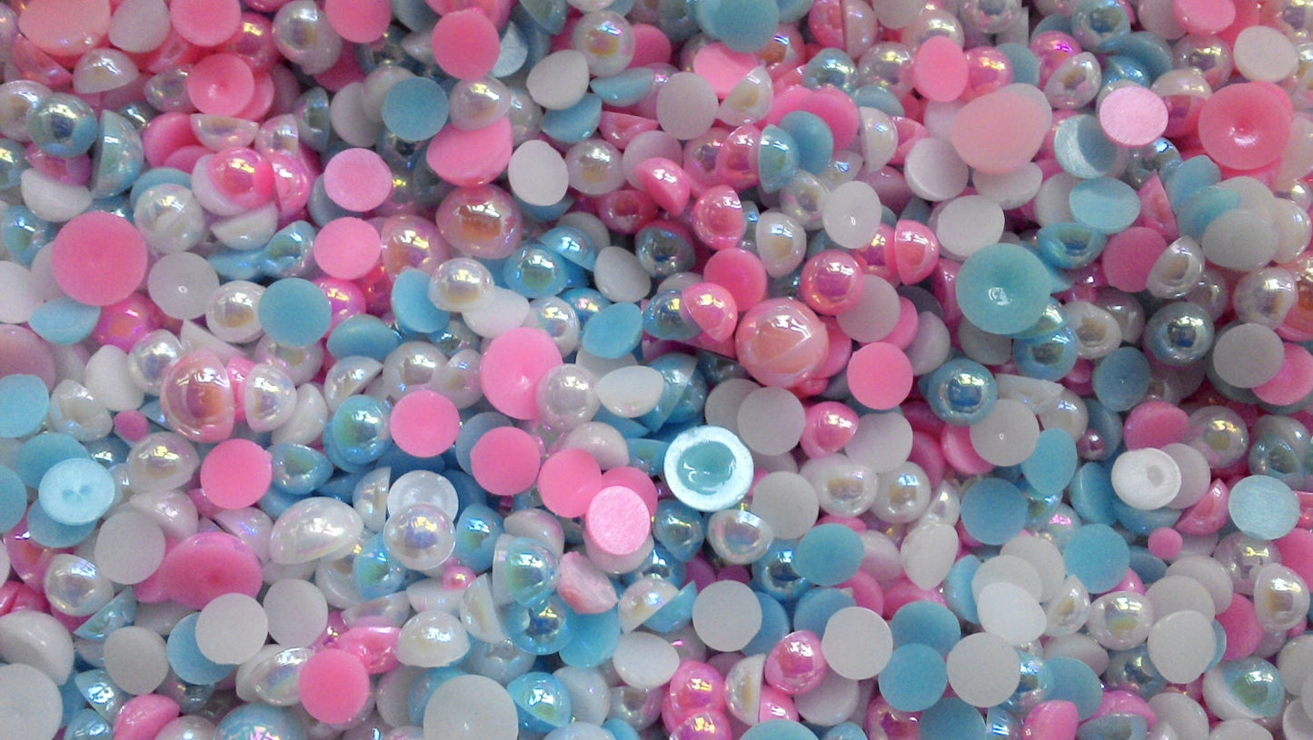 Candy half pearl cabochon mix, 10g/20g/50g packs, craft supplies