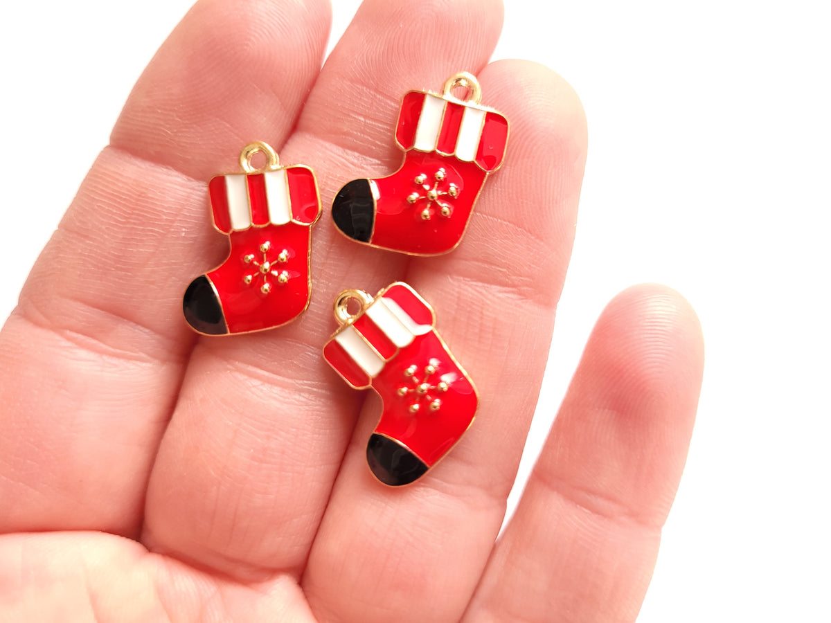 Red & White Christmas sweet Charm Mix - enamel craft charms