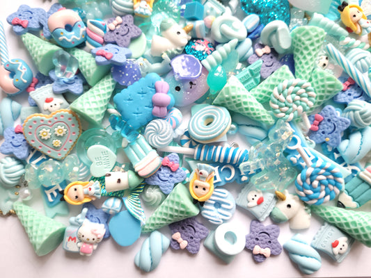 Blue Cabochon Mix - Jewellery Making - Decoden Embellishment Crafts