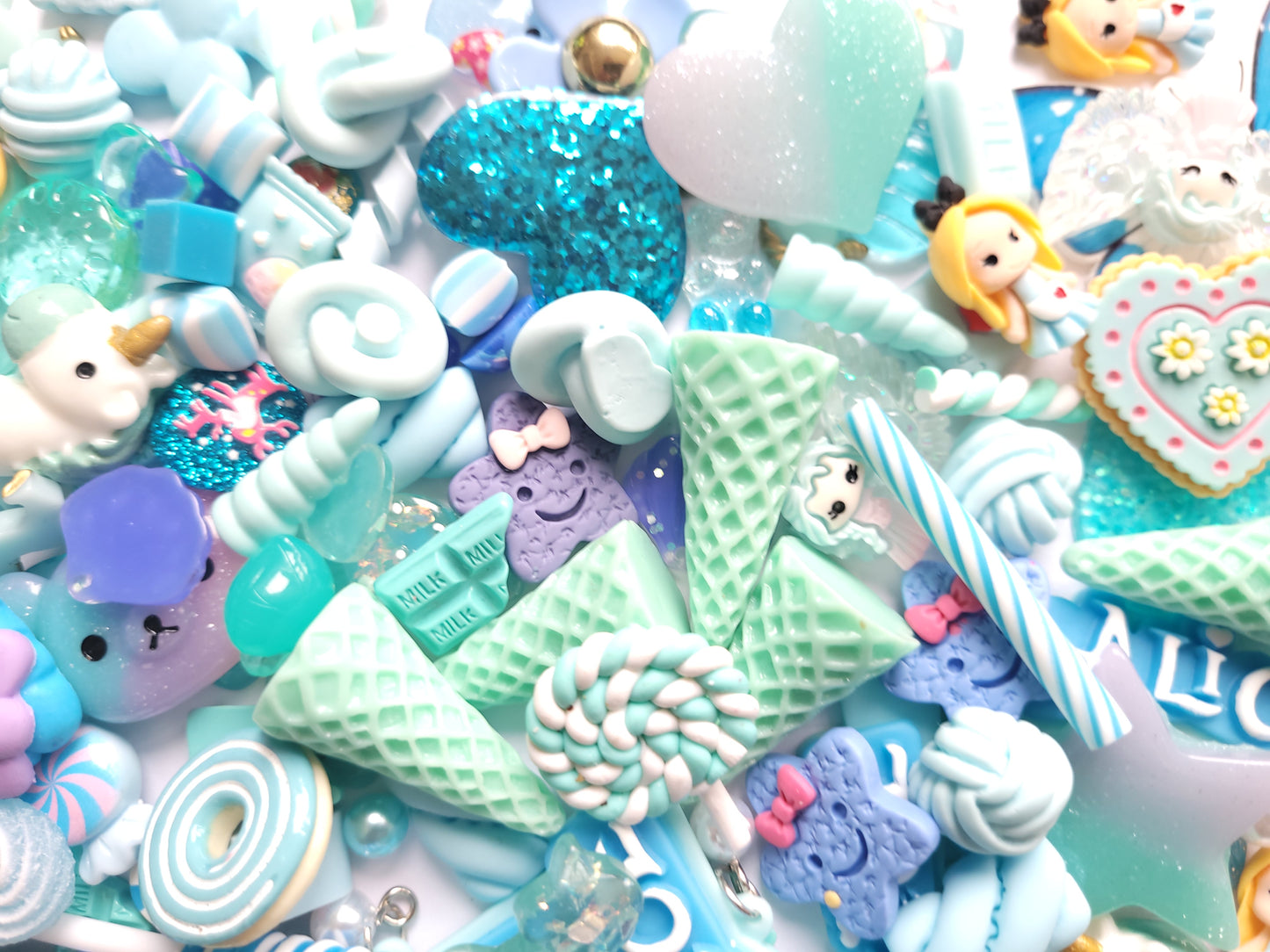 Blue Cabochon Mix - Jewellery Making - Decoden Embellishment Crafts