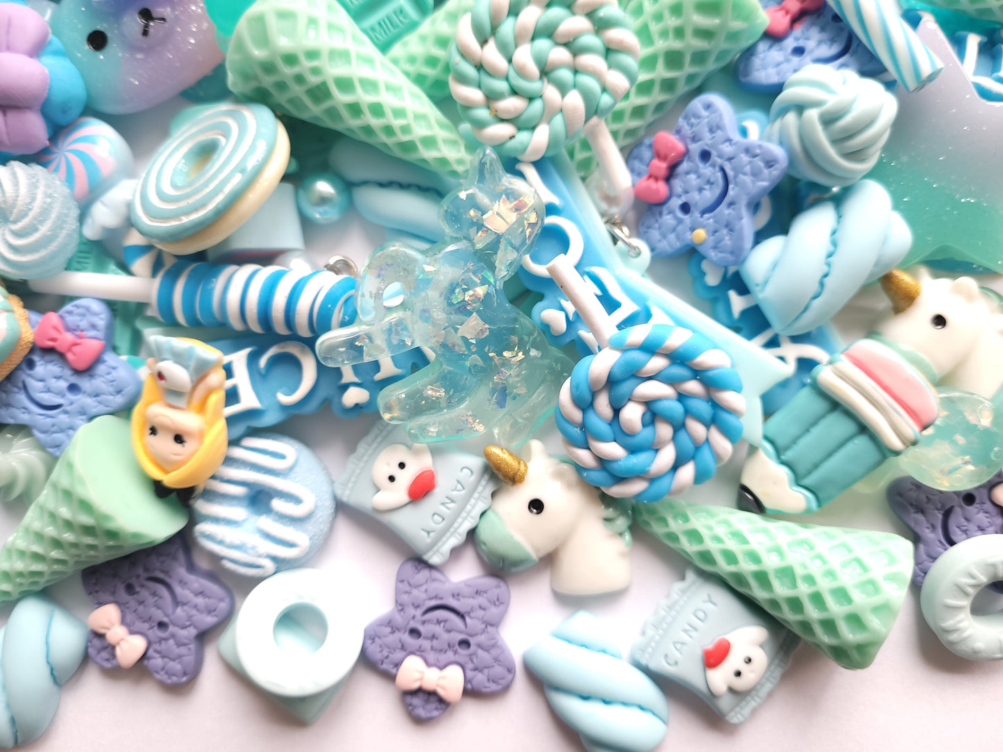 Blue Cabochon Mix - Jewellery Making - Decoden Embellishment Crafts