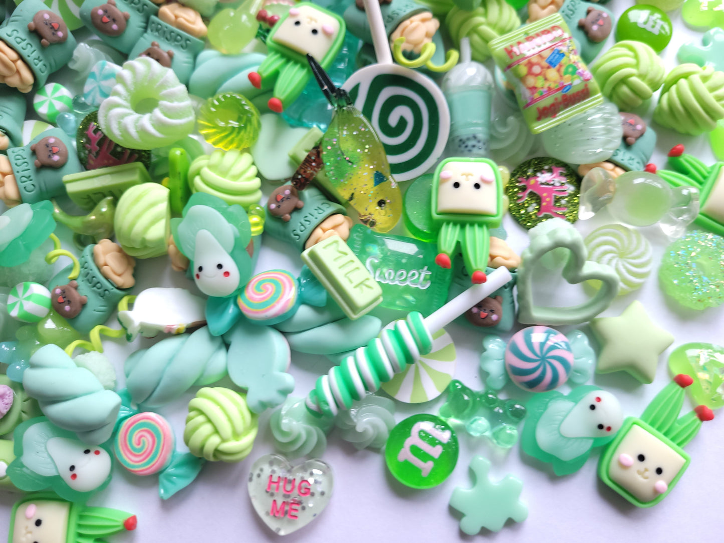 Green Cabochon Mix - Jewellery Making - Decoden Embellishment Crafts