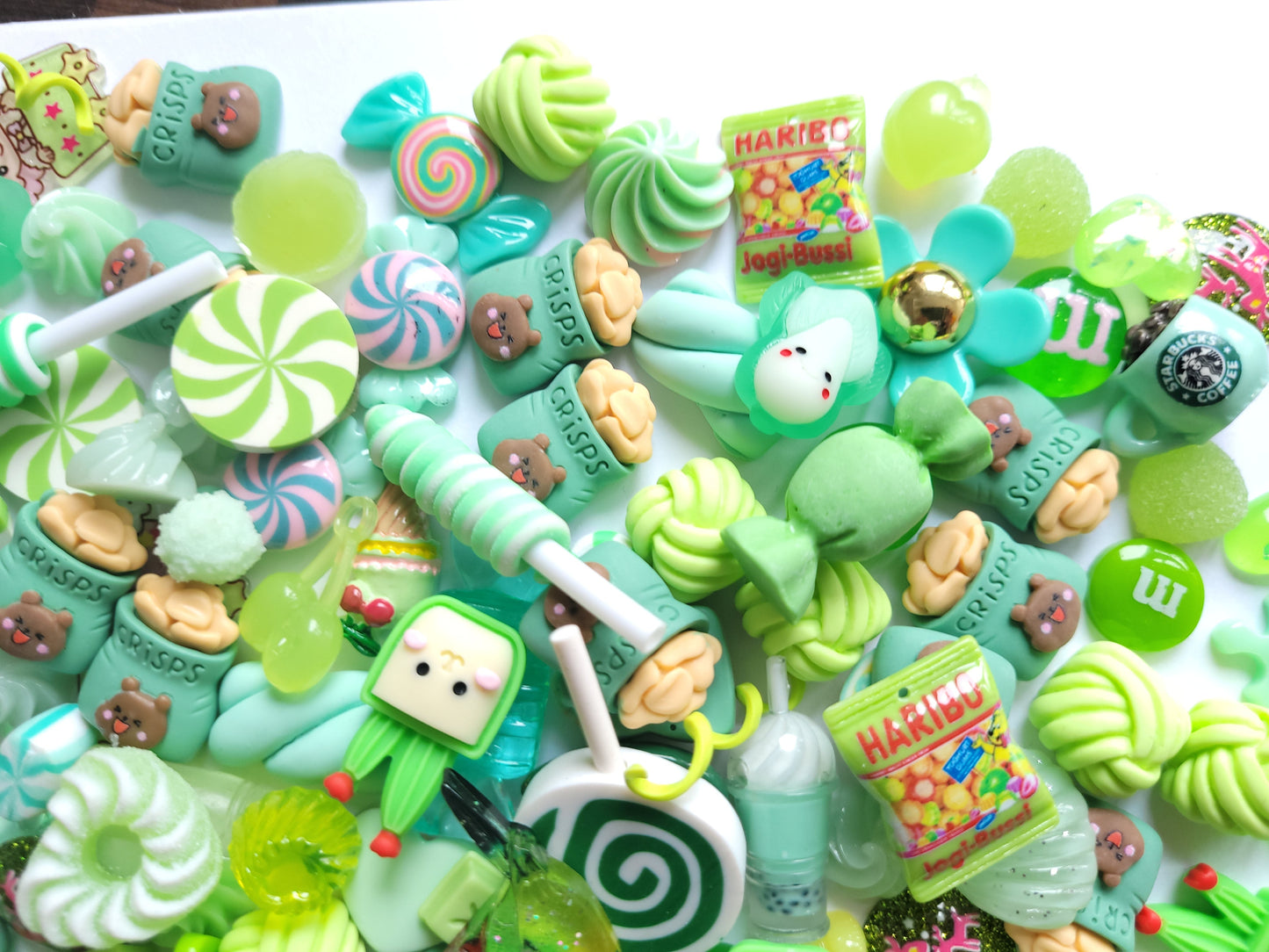 Green Cabochon Mix - Jewellery Making - Decoden Embellishment Crafts