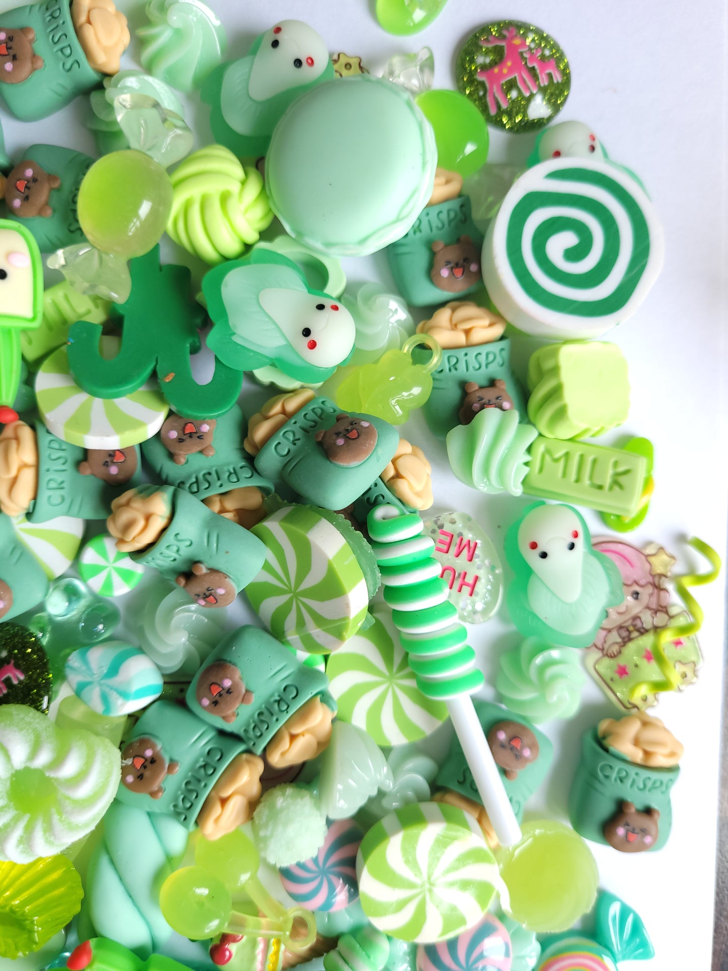 Green Cabochon Mix - Jewellery Making - Decoden Embellishment Crafts