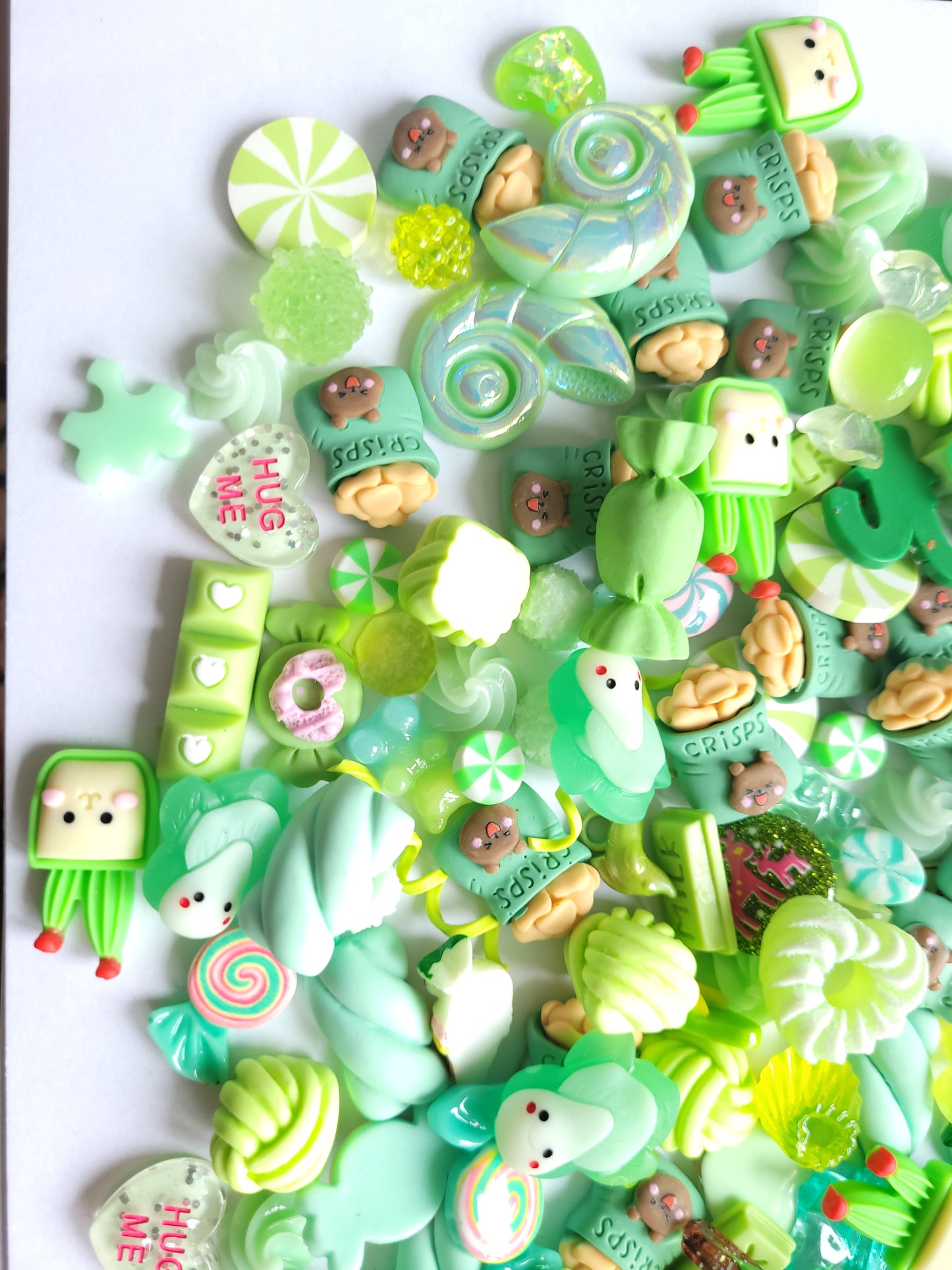 Green Cabochon Mix - Jewellery Making - Decoden Embellishment Crafts