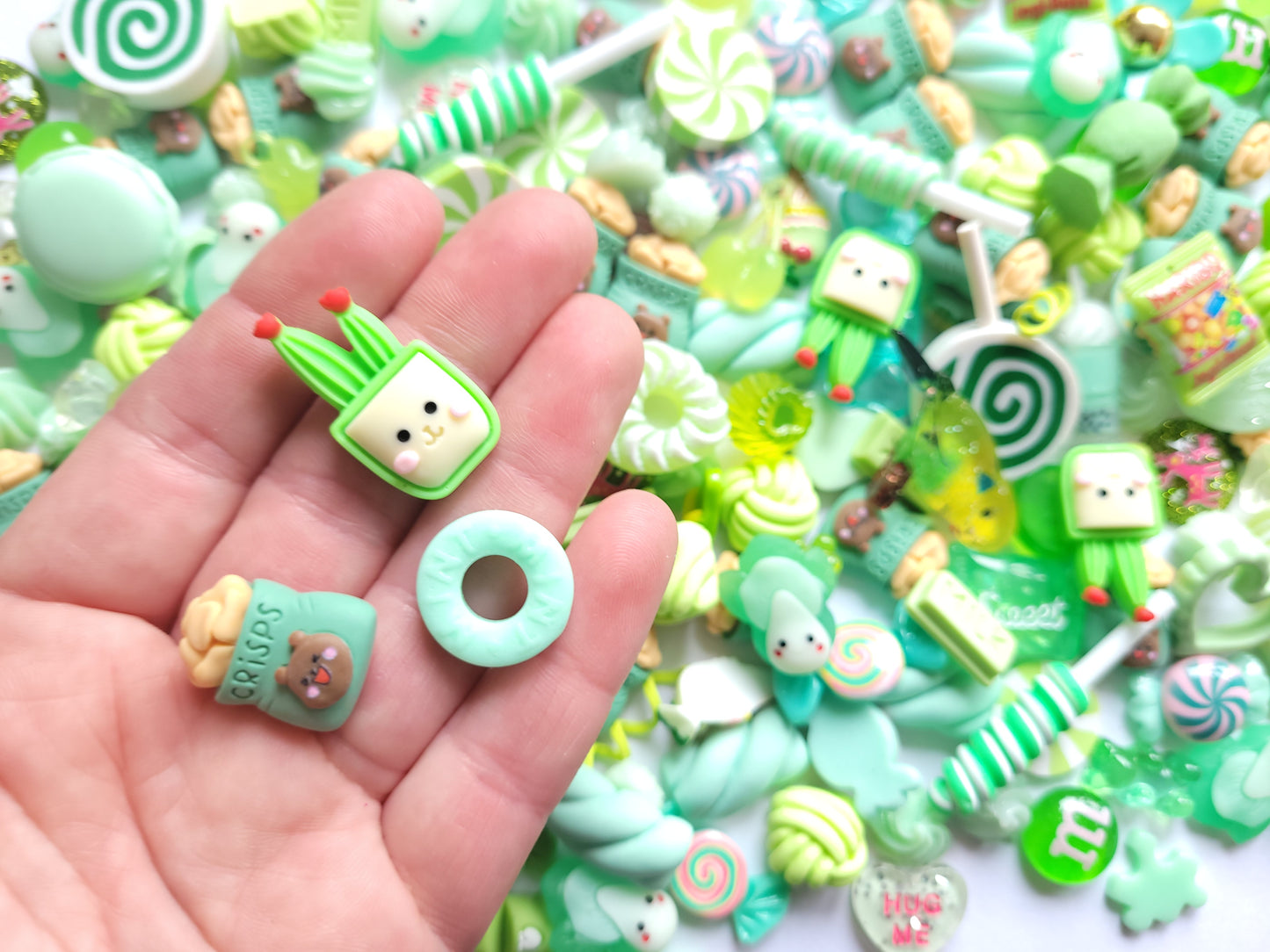 Green Cabochon Mix - Jewellery Making - Decoden Embellishment Crafts