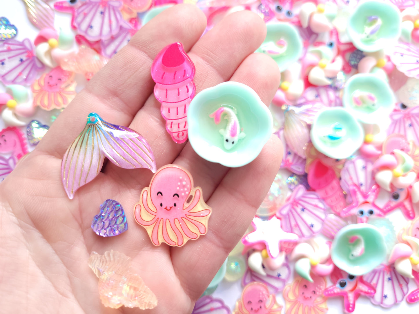 Pink Pastel Ocean Sea Mix - Cabochon Mix