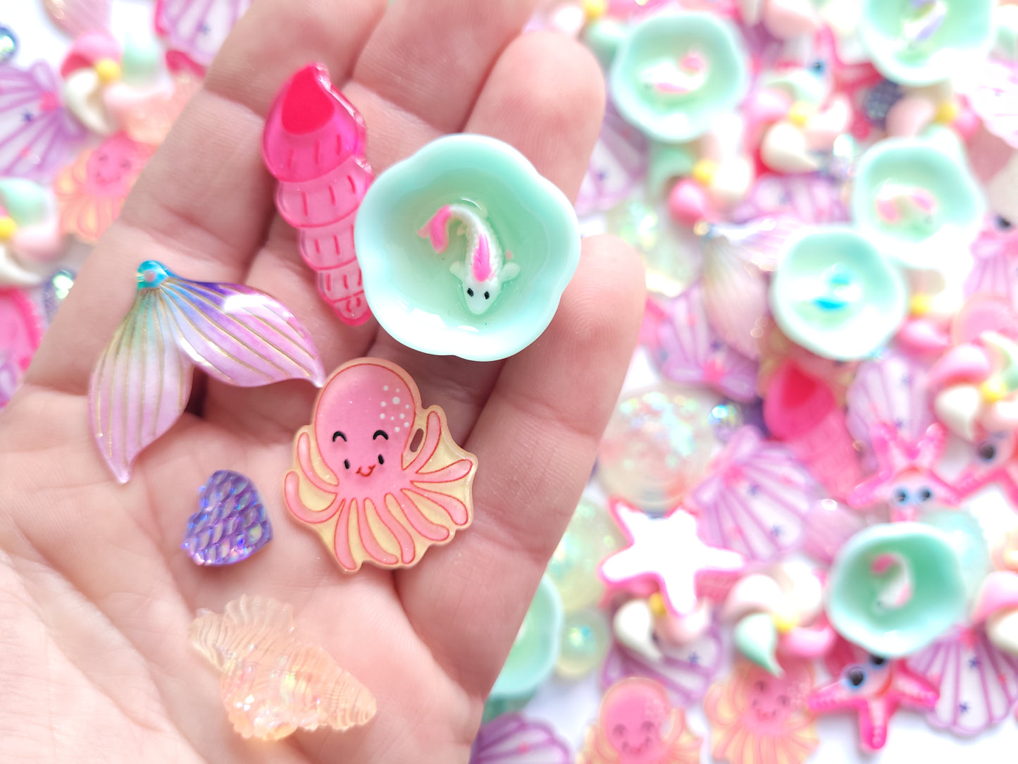 Pink Pastel Ocean Sea Mix - Cabochon Mix