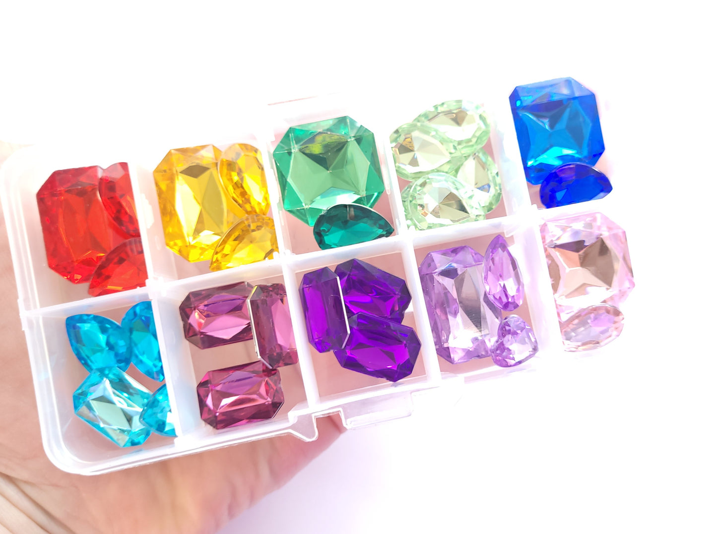 Rainbow Jewel cabochon craft pack in storage box