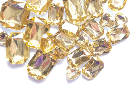Light Gold Faceted Bling Cabochons