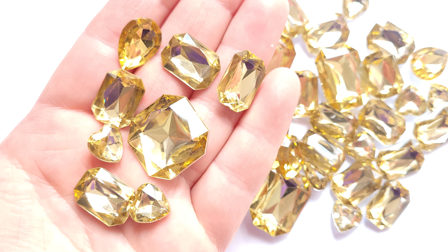 Light Gold Faceted Bling Cabochons