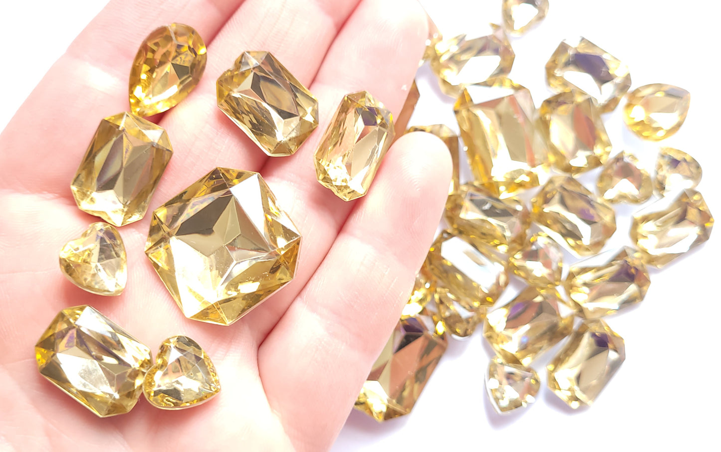 Light Gold Faceted Bling Cabochons