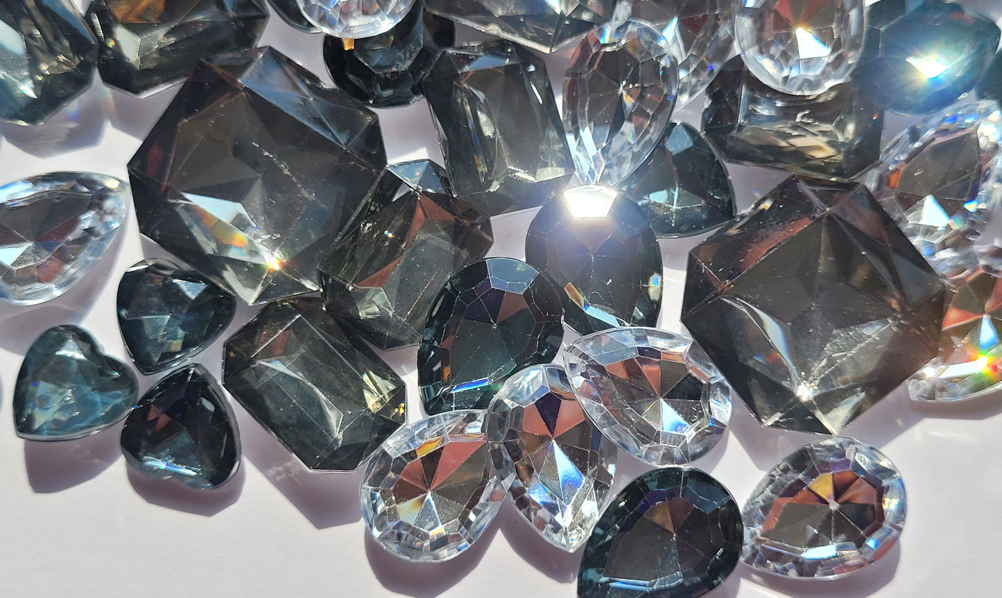 Diamond Mix - Bling Multi Faceted Acrylic Cabochons