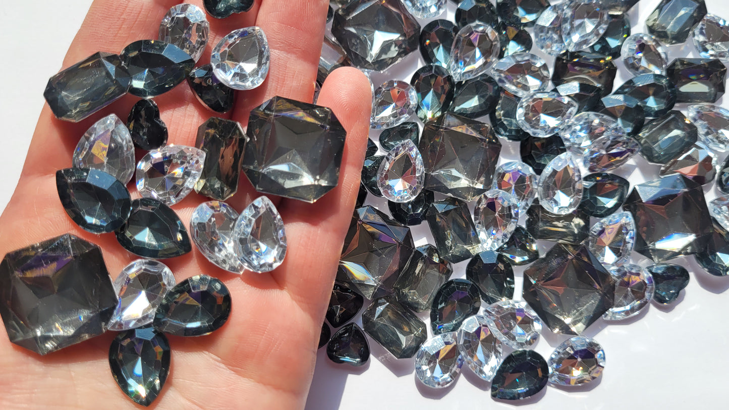 Diamond Mix - Bling Multi Faceted Acrylic Cabochons