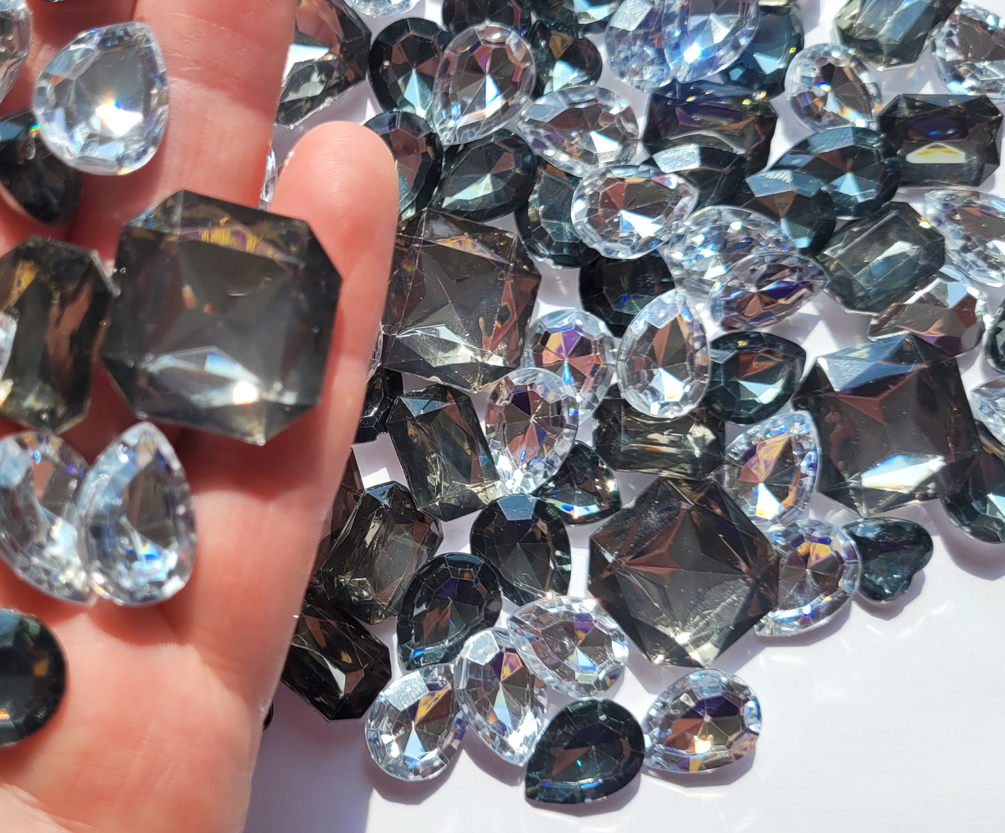 Diamond Mix - Bling Multi Faceted Acrylic Cabochons