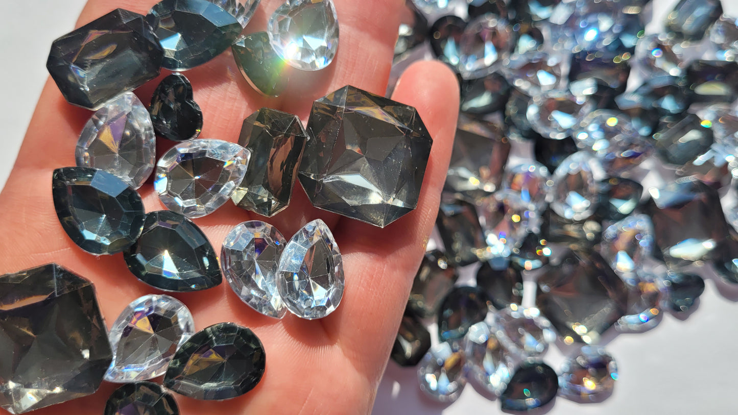 Diamond Mix - Bling Multi Faceted Acrylic Cabochons