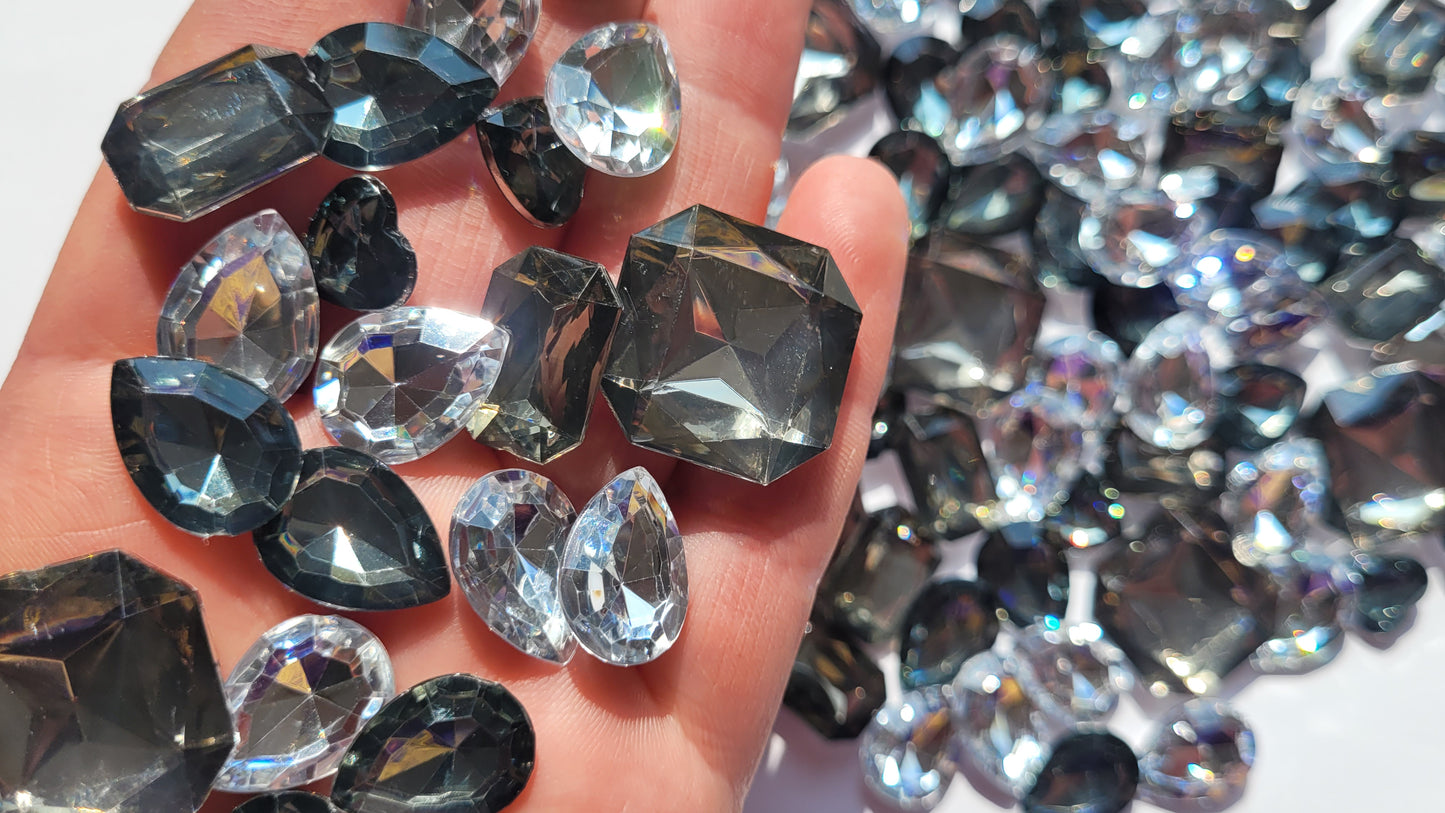 Diamond Mix - Bling Multi Faceted Acrylic Cabochons