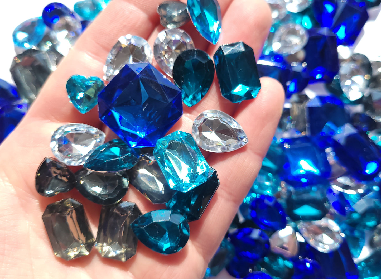 Blue Ocean Faceted Bling Cabochon Mix