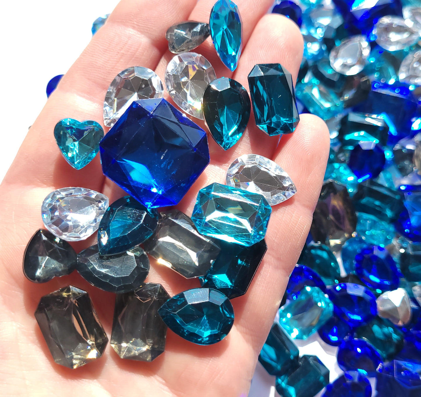 Blue Ocean Faceted Bling Cabochon Mix