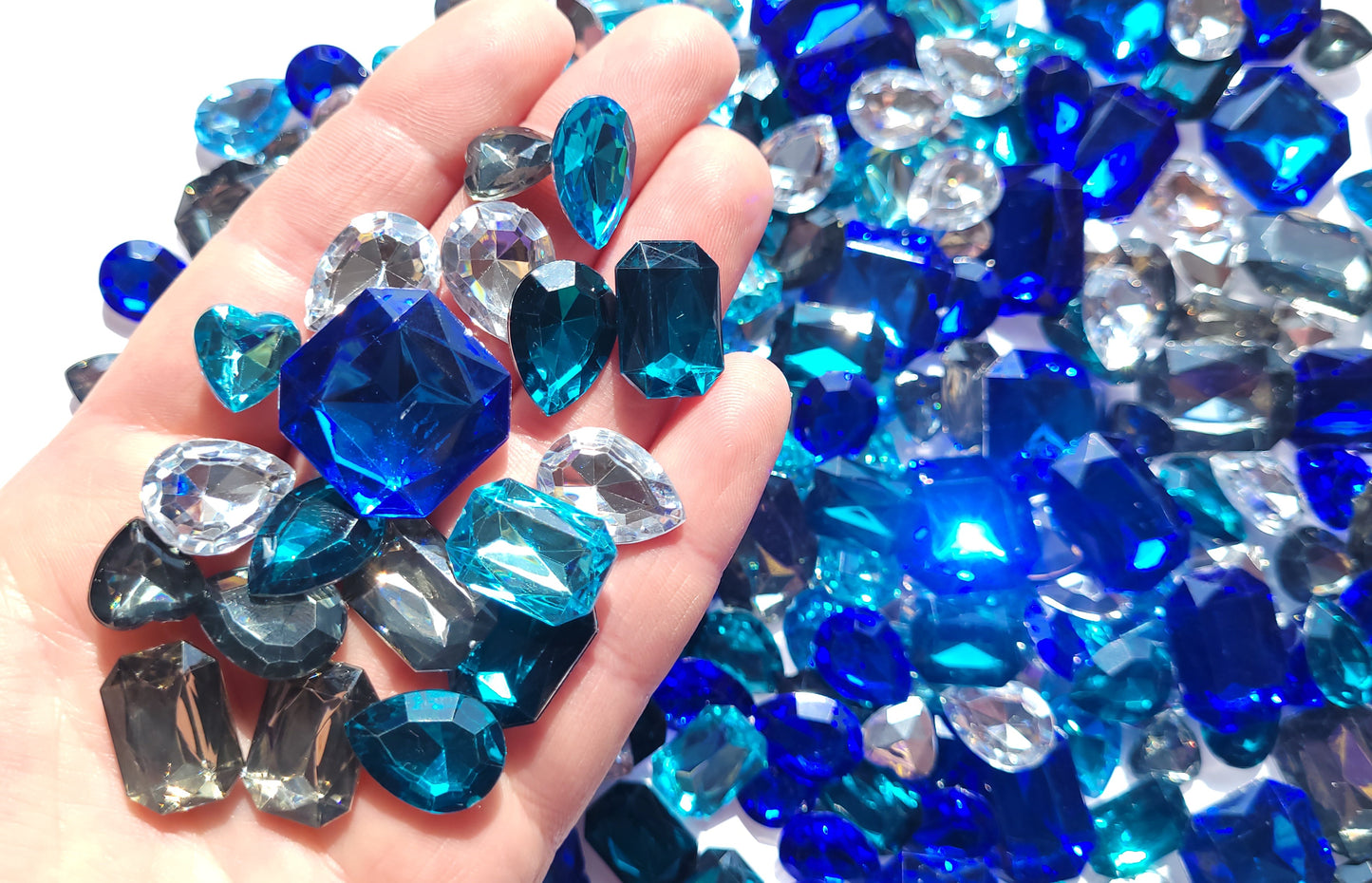 Blue Ocean Faceted Bling Cabochon Mix