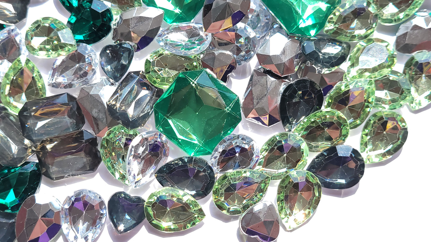 Green Goddess Bling Mix - Faceted Cabochons