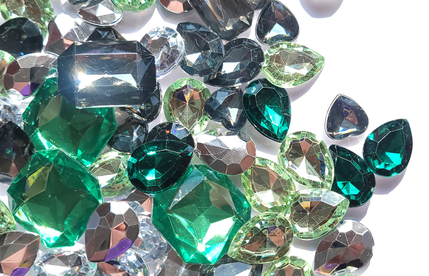 Green Goddess Bling Mix - Faceted Cabochons