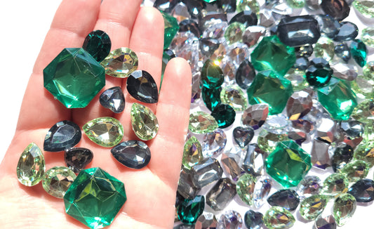 Green Goddess Bling Mix - Faceted Cabochons