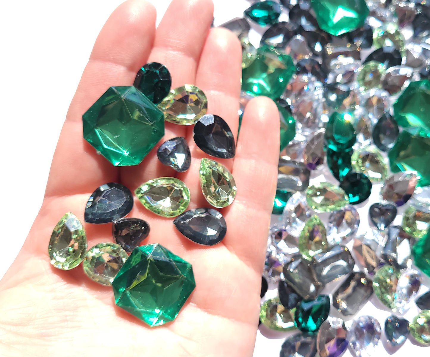 Green Goddess Bling Mix - Faceted Cabochons