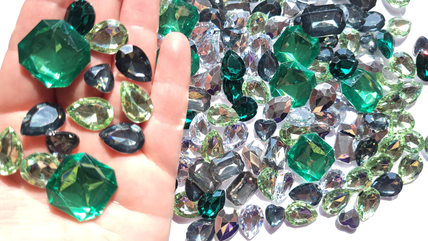 Green Goddess Bling Mix - Faceted Cabochons