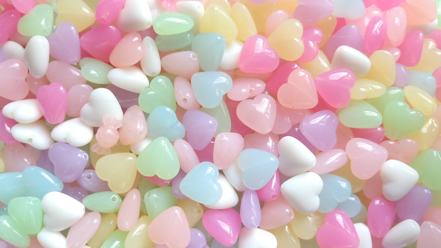 Acrylic Jelly Heart Beads