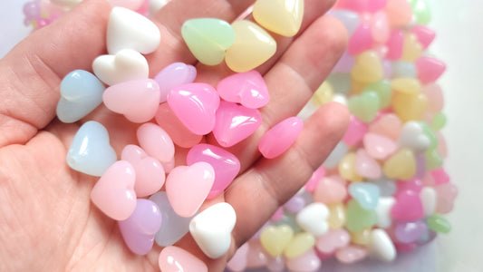 Acrylic Jelly Heart Beads